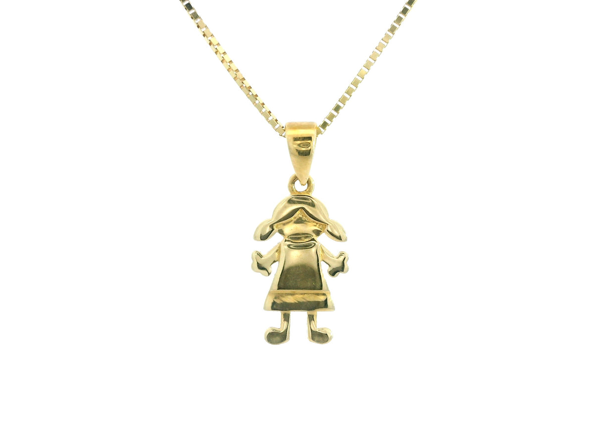 Girl Pendant 18K YG 0,9 / Elegant Yellow Gold Charm Necklace with Polished Finish