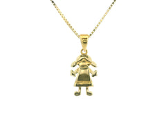 Girl Pendant 18K YG 0,9 / Elegant Yellow Gold Charm Necklace with Polished Finish