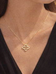 Jerusalem Cross Diamonds Necklace 18K YG 0.78 / D 0.10 / Yellow Gold Charm Necklace with Round Brilliant Cut Diamonds