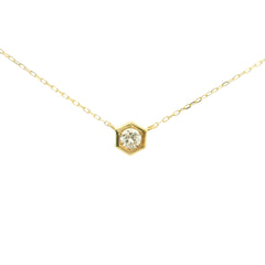 Hexagon Diamond Necklace 18K YG 0.67 D 0.08 / Elegant Gold Hexagon Pendant Necklace