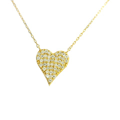 Heart Diamonds Necklace 18K YG 1.98 / D 0.22 / Yellow Gold Charm Necklace with Heart Shaped Diamond Pendant