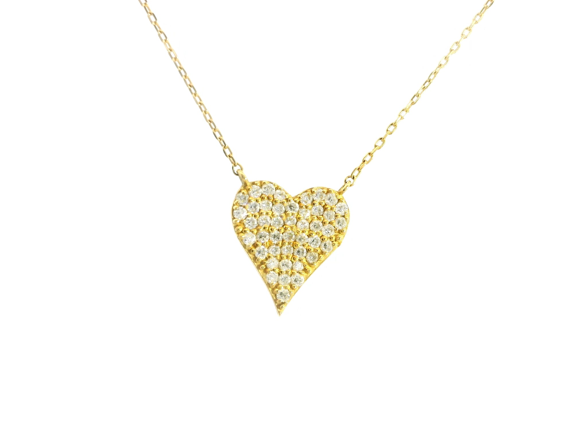 Heart Diamonds Necklace 18K YG 1.98 / D 0.22 / Yellow Gold Charm Necklace with Heart Shaped Diamond Pendant