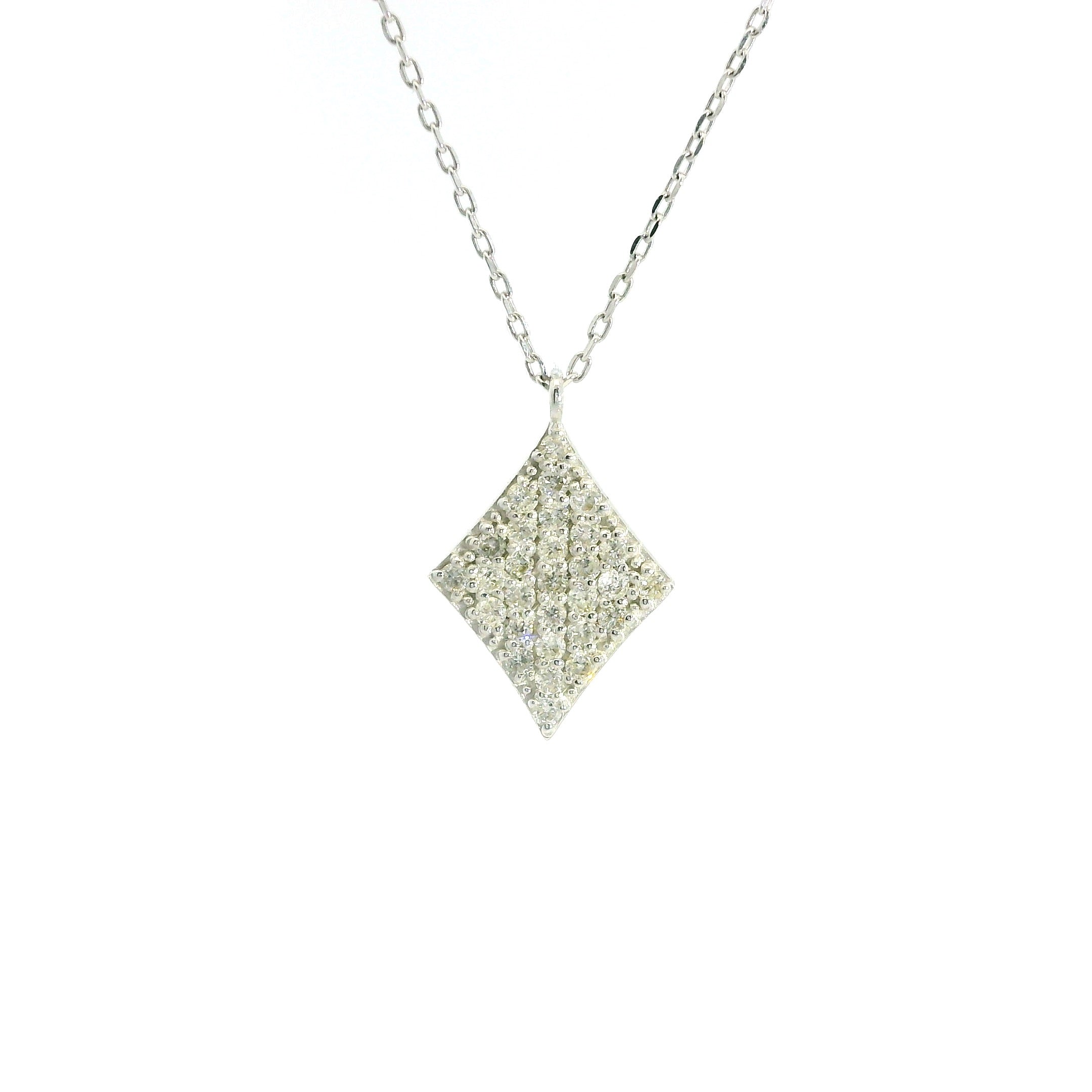 Rombo Diamonds Necklace 18K WG 1.74 D 0.15 / White Gold Diamond Lozenge Pendant Necklace