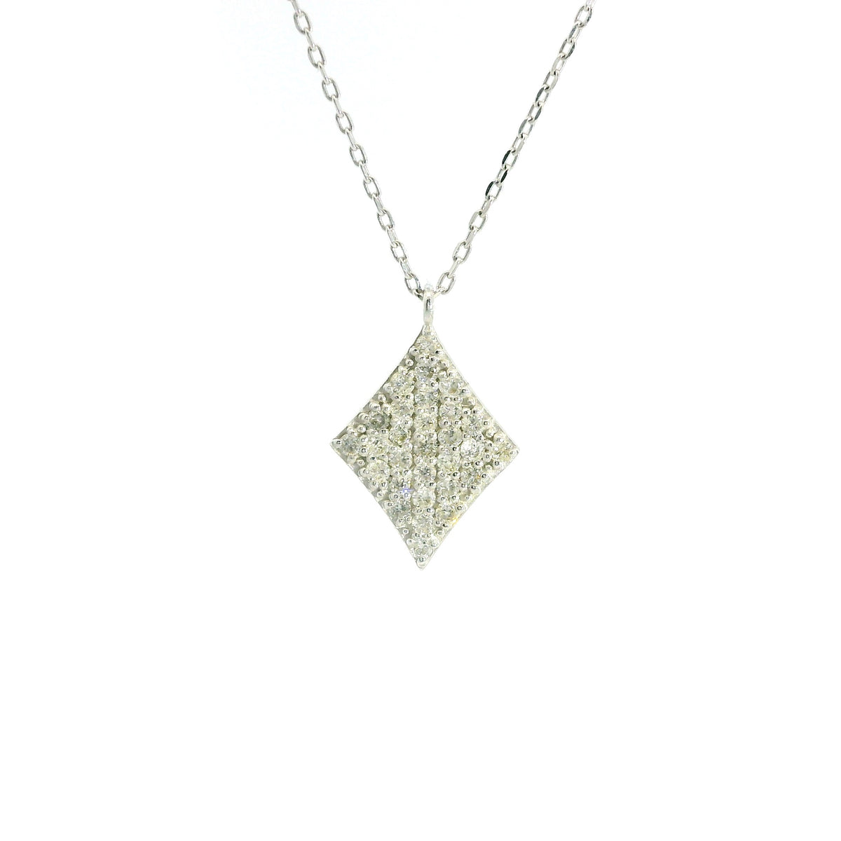 Rombo Diamonds Necklace 18K WG 1.74 D 0.15 / White Gold Diamond Lozenge Pendant Necklace