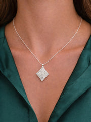 Rombo Diamonds Necklace 18K WG 1.74 D 0.15 / White Gold Diamond Lozenge Pendant Necklace