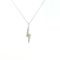 White Gold Charm Necklace with Diamond Lightning Bolt Pendant