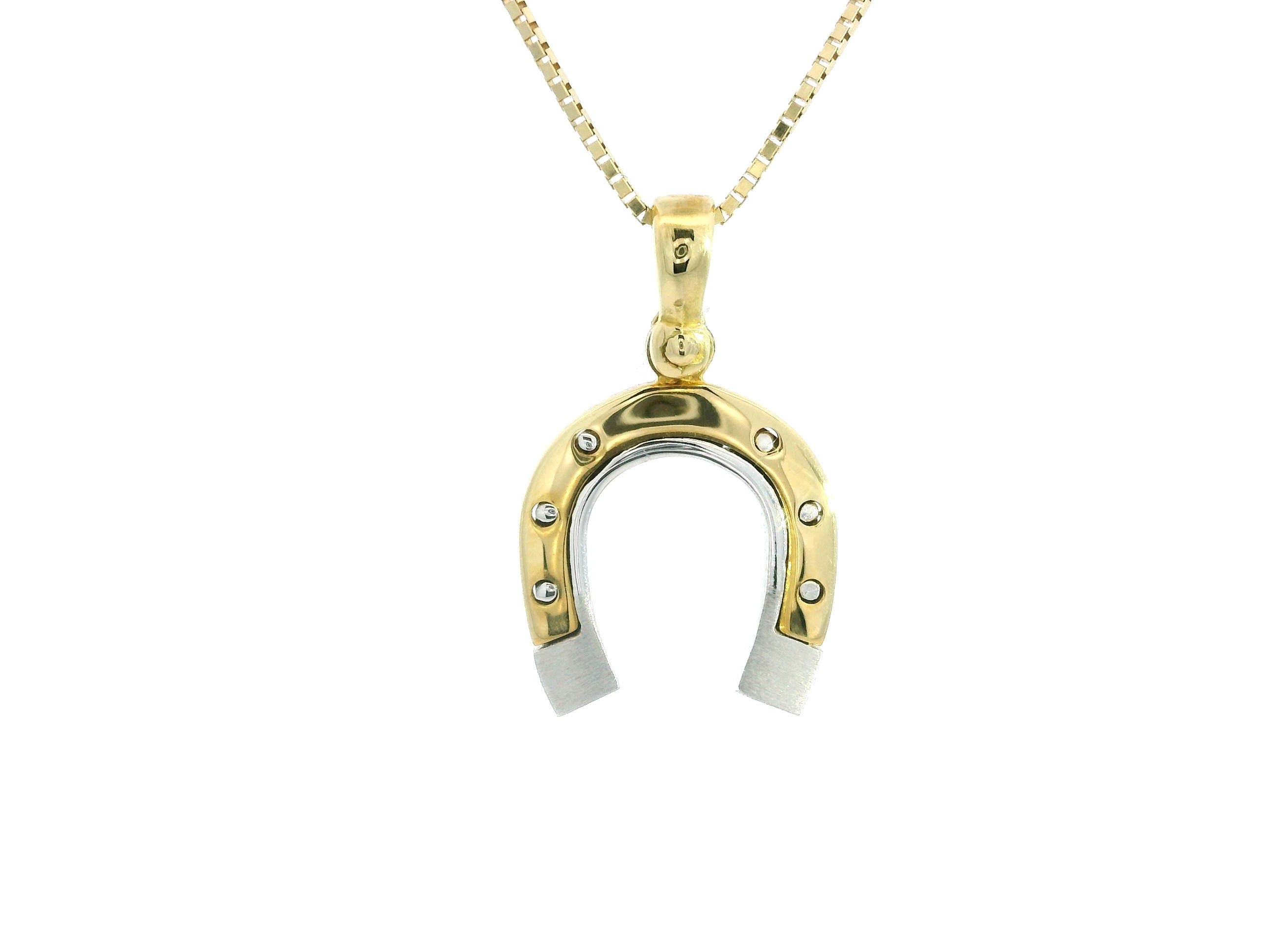 Horseshoe Pendant 18K YWG 2,6 / Romantic Heart Padlock Charm Necklace in Polished Yellow Gold