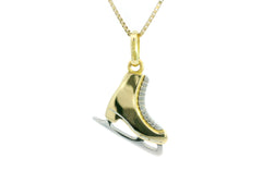 Ice Skate Pendant 18K YWG 2,5 / Polished Yellow Gold Mama Heart Charm Necklace