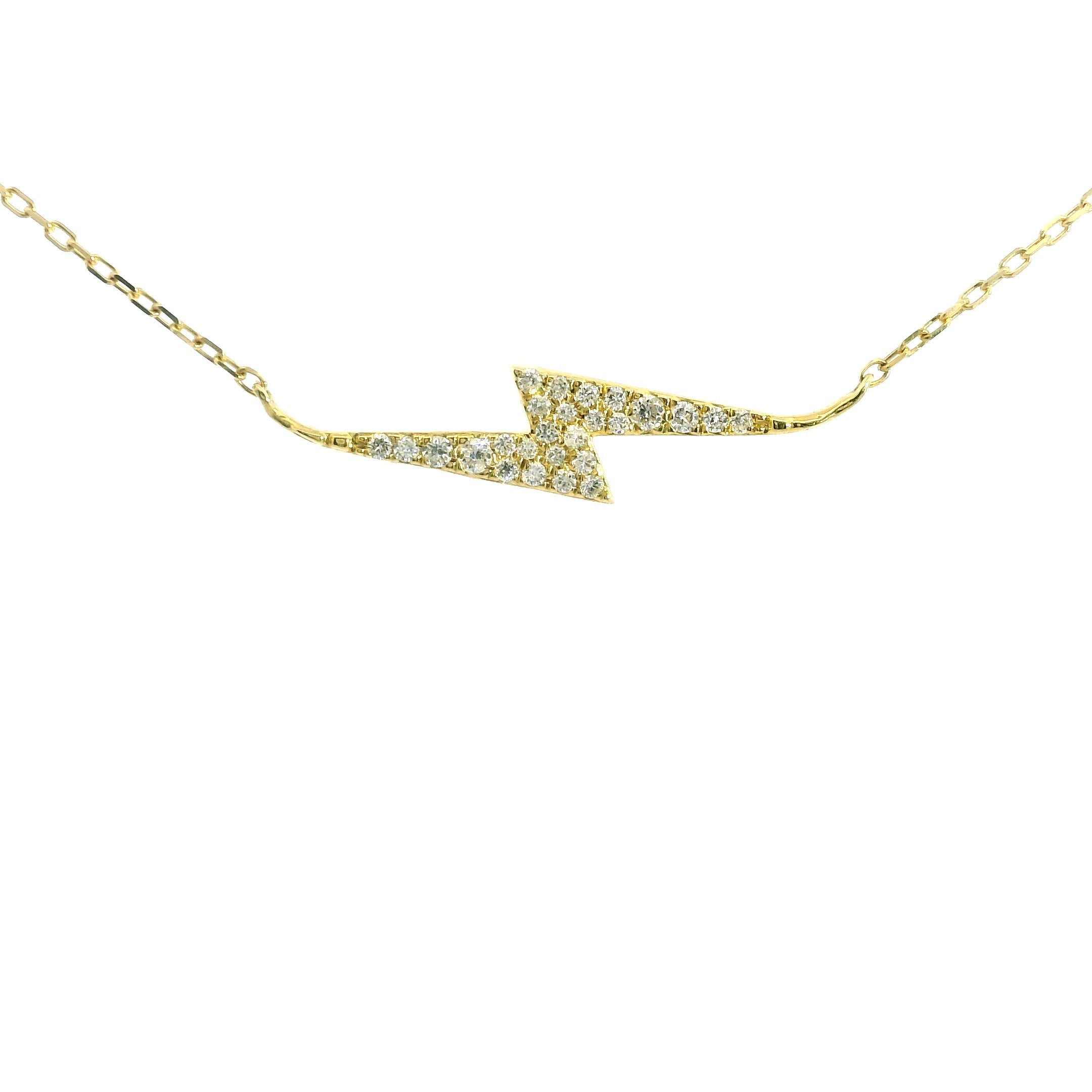 Medium Lightening Bolt Diamonds Necklace 18K YG 2.25 / D 0.19 / Diamond Lightning Bolt Yellow Gold Chain Necklace