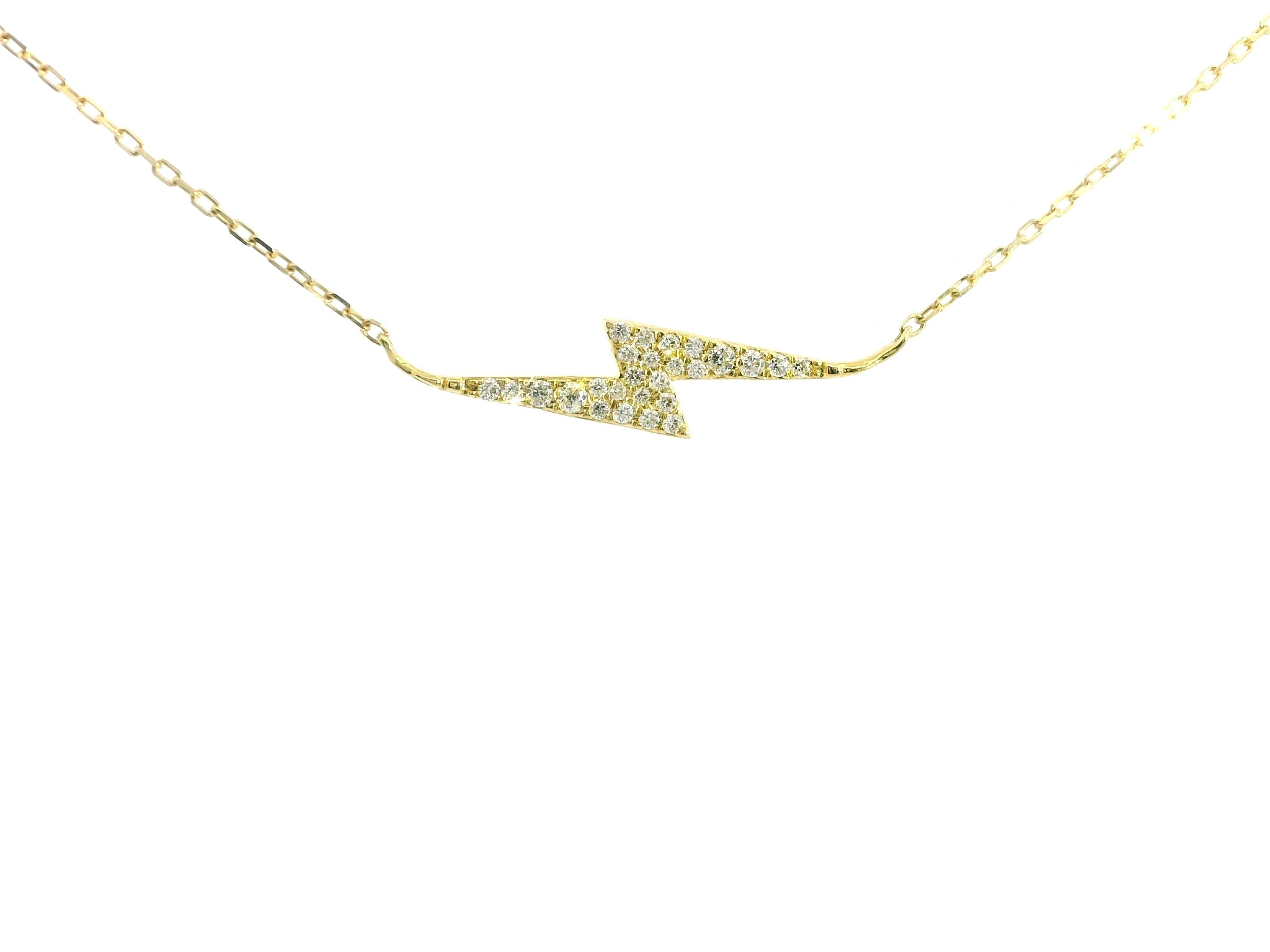 Medium Lightening Bolt Diamonds Necklace 18K YG 2.25 / D 0.19 / Diamond Lightning Bolt Yellow Gold Chain Necklace