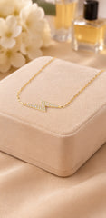 Medium Lightening Bolt Diamonds Necklace 18K YG 2.25 / D 0.19 / Diamond Lightning Bolt Yellow Gold Chain Necklace