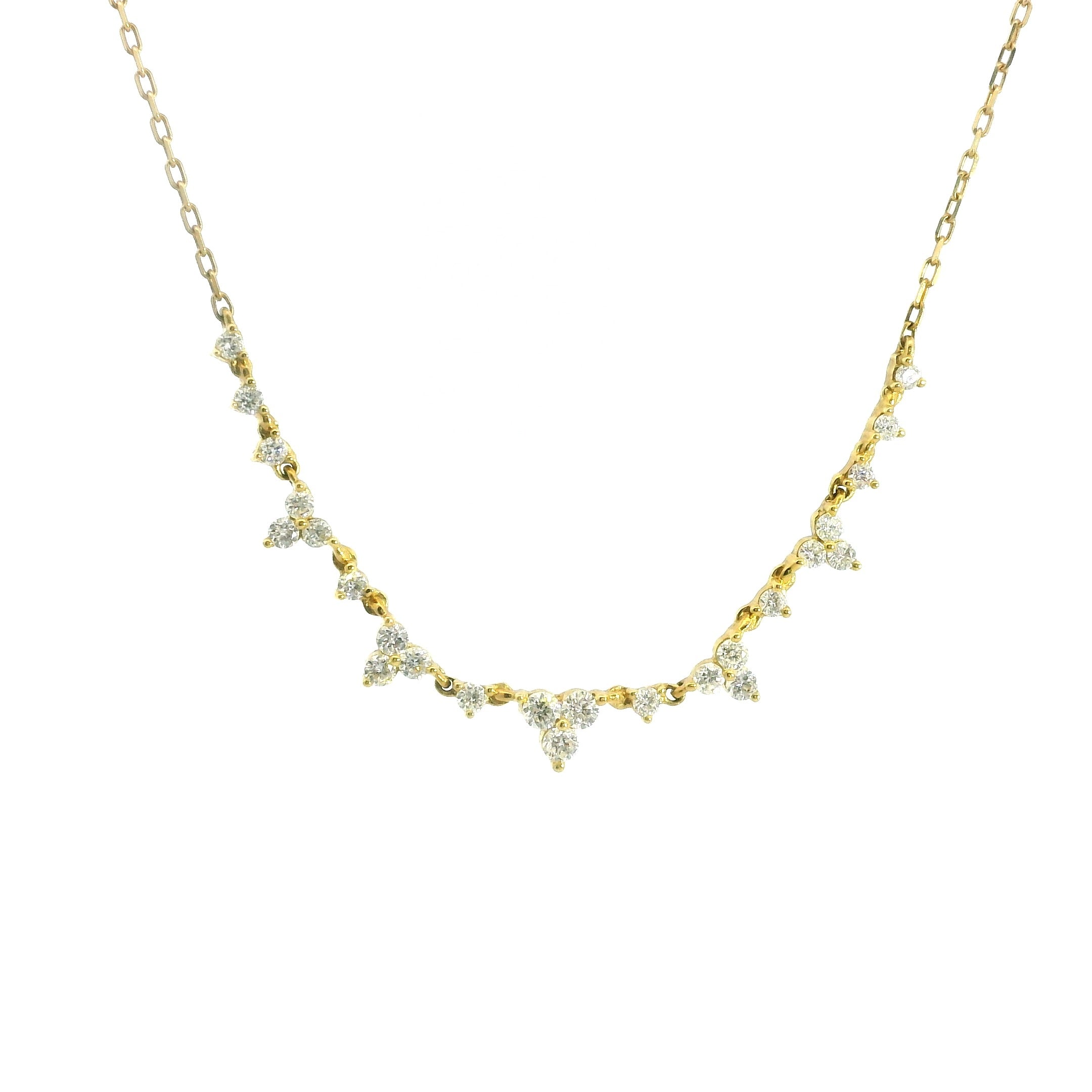 Flowers Diamonds Necklace 18K YG 2.75 / D 0.51 / Yellow Gold Diamond Cascade Necklace