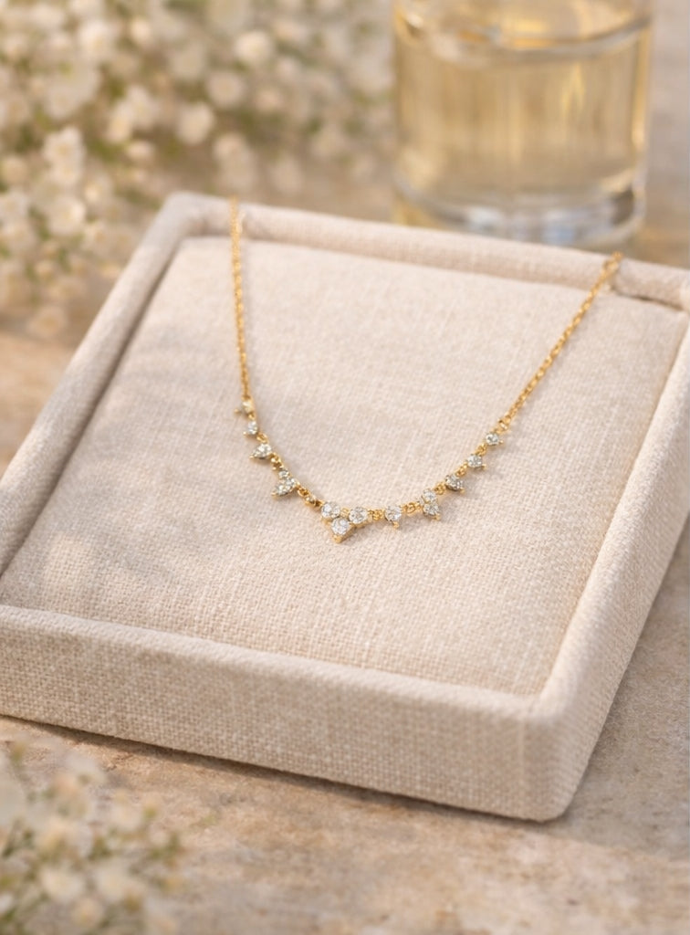 Flowers Diamonds Necklace 18K YG 2.75 / D 0.51 / Yellow Gold Diamond Cascade Necklace