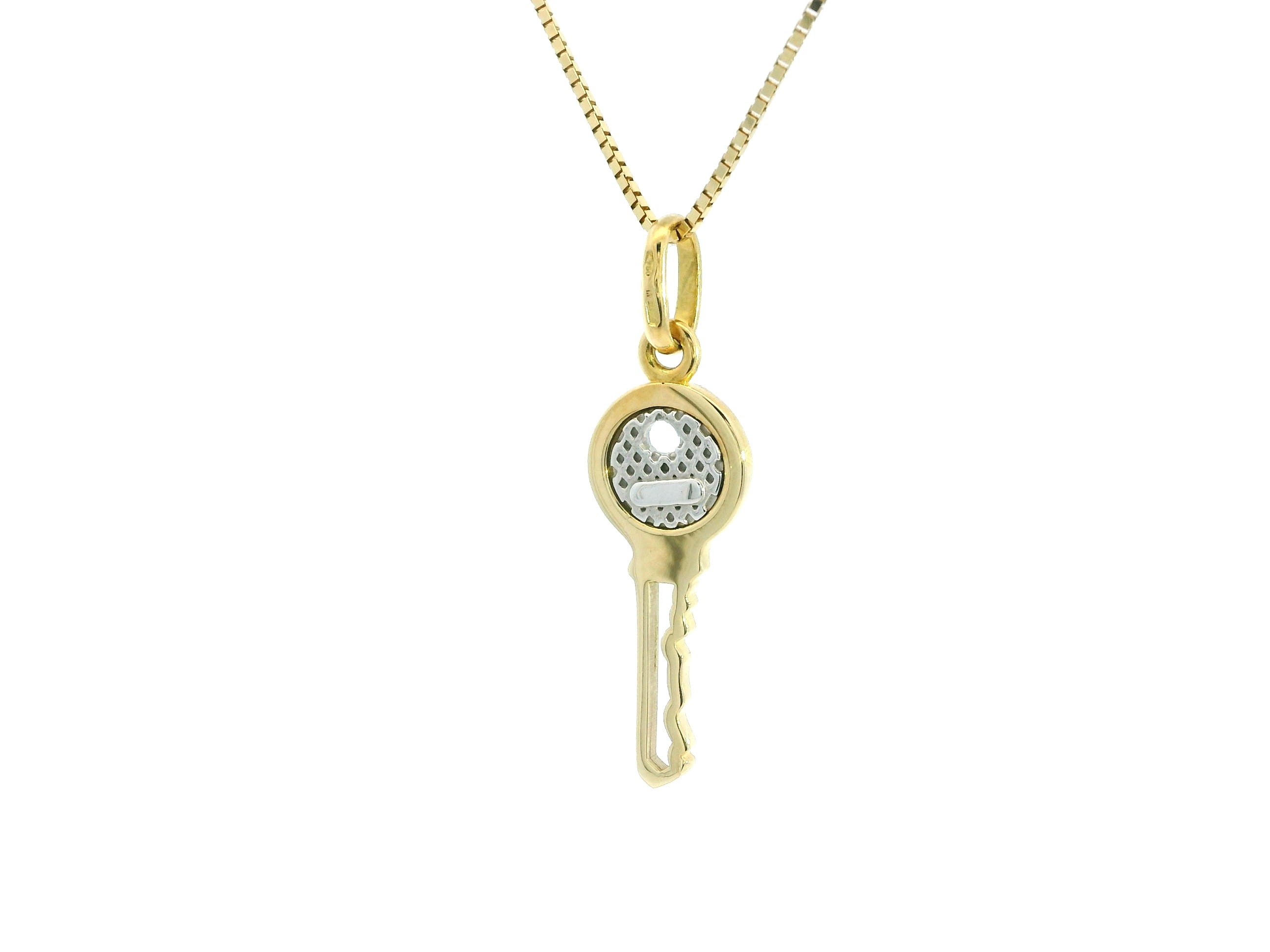 Key Pendant 18K YWG 1,9 / Elegant Yellow Gold Spherical Charm Necklace