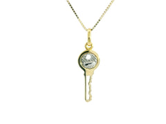 Key Pendant 18K YWG 1,9 / Elegant Yellow Gold Spherical Charm Necklace
