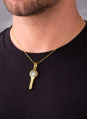 Key Pendant 18K YWG 1,9 / Elegant Yellow Gold Spherical Charm Necklace
