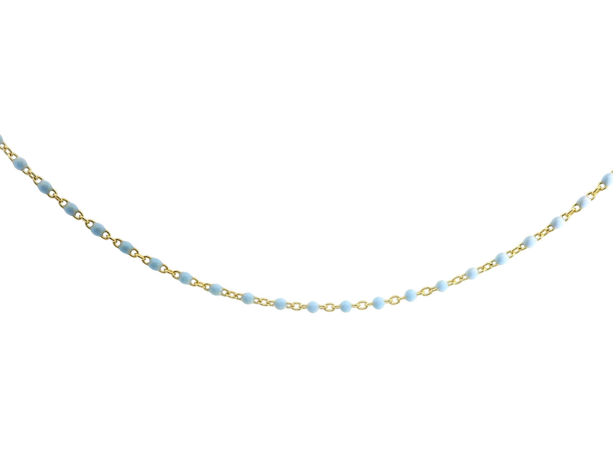 Light Blue Girl Necklace YG 18K YG 2,3 / Classic Blue Turquoise Beaded Necklace in Yellow Gold