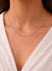Light Blue Girl Necklace YG 18K YG 2,3 / Classic Blue Turquoise Beaded Necklace in Yellow Gold