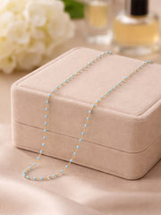 Light Blue Girl Necklace YG 18K YG 2,3 / Classic Blue Turquoise Beaded Necklace in Yellow Gold