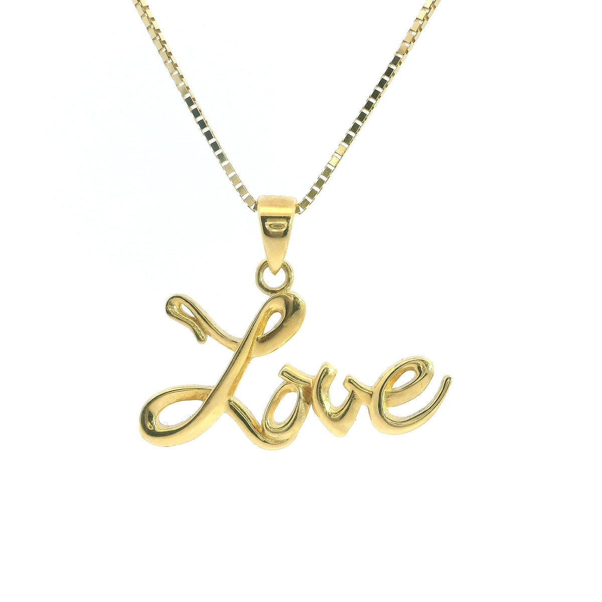 Love Pendant 18K YG 1,7 / Elegant "Love" Script Charm Necklace in Yellow Gold