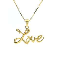 Love Pendant 18K YG 1,7 / Elegant "Love" Script Charm Necklace in Yellow Gold