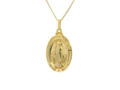 Engraved Yellow Gold Circular Medallion Charm Necklace