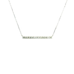 Line Diamonds Necklace 18K WG 1.57 / D 0.33 / White Gold over Silver Round Cut Diamond Bar Necklace