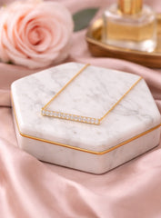 Line Diamonds Necklace 18K YG 1.56 / D 0.33 / Yellow Gold Diamond Bar Necklace with Round Brilliant Cut Diamonds