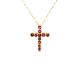 Ruby Cross Necklace 18K YG 1.33 / 0.24 / Yellow Gold Charm Necklace with Red Ruby Cross Pendant