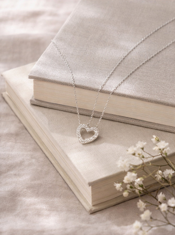 Little Heart Diamonds Necklace 18K WG 0.95 / D 0.10