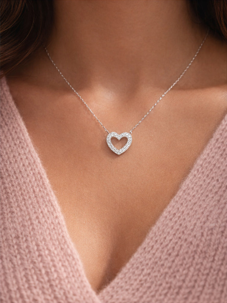 Little Heart Diamonds Necklace 18K WG 0.95 / D 0.10