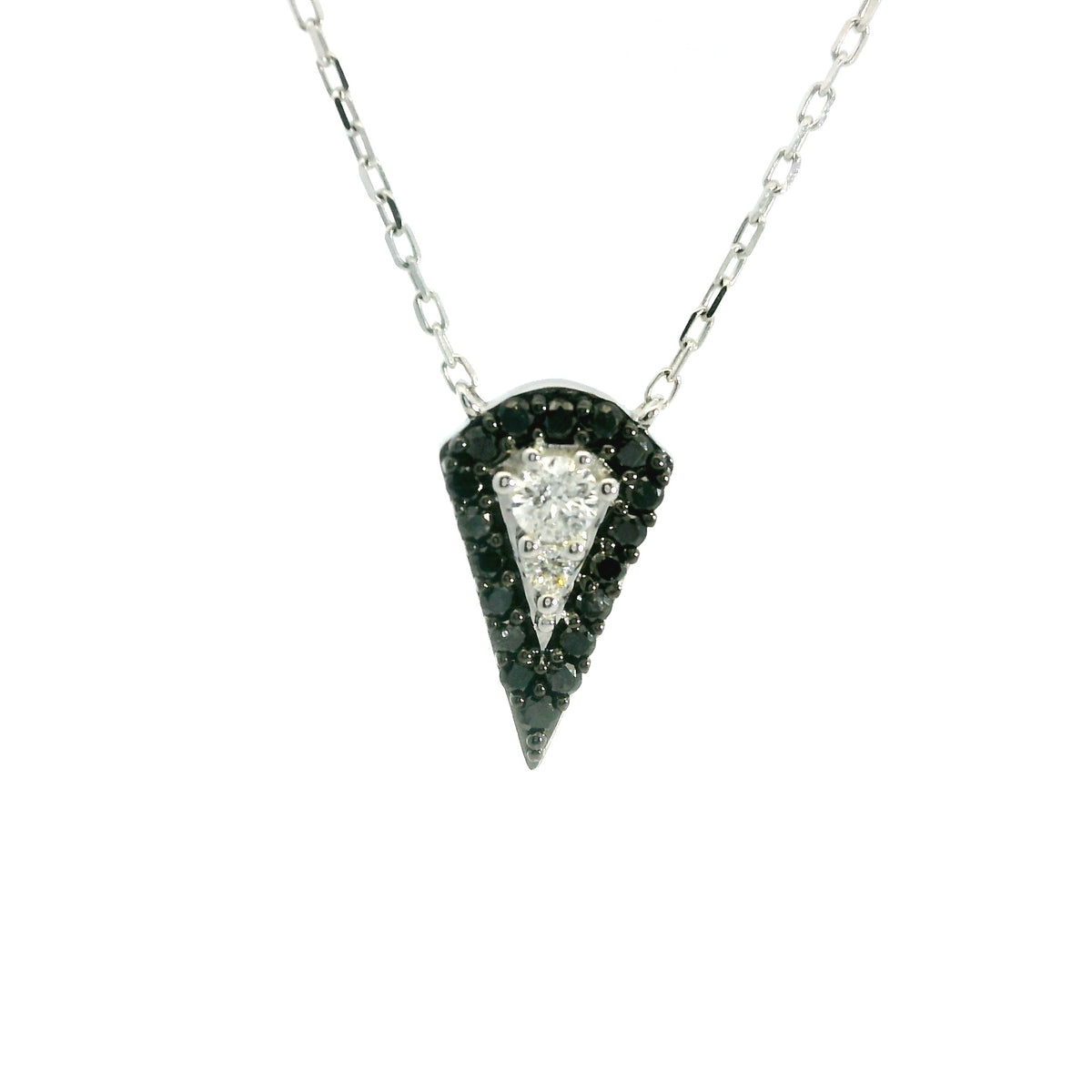 White Gold over Silver Diamond Pear Cut Pendant Necklace