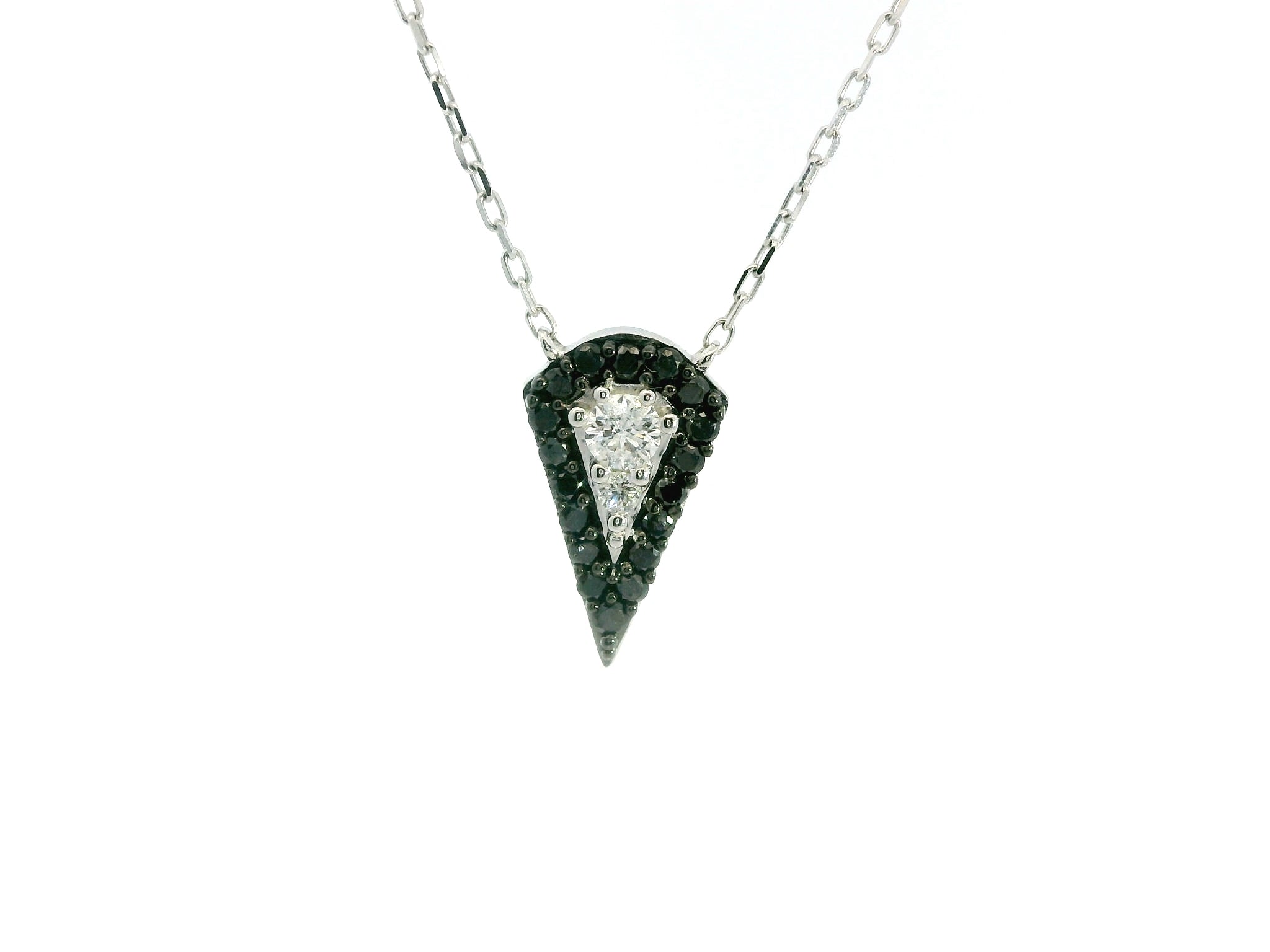 White Gold over Silver Diamond Pear Cut Pendant Necklace