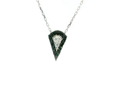 White Gold over Silver Diamond Pear Cut Pendant Necklace
