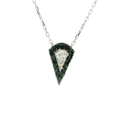 White Gold over Silver Diamond Pear Cut Pendant Necklace