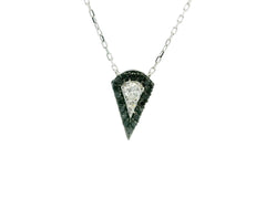 White Gold over Silver Diamond Pear Cut Pendant Necklace