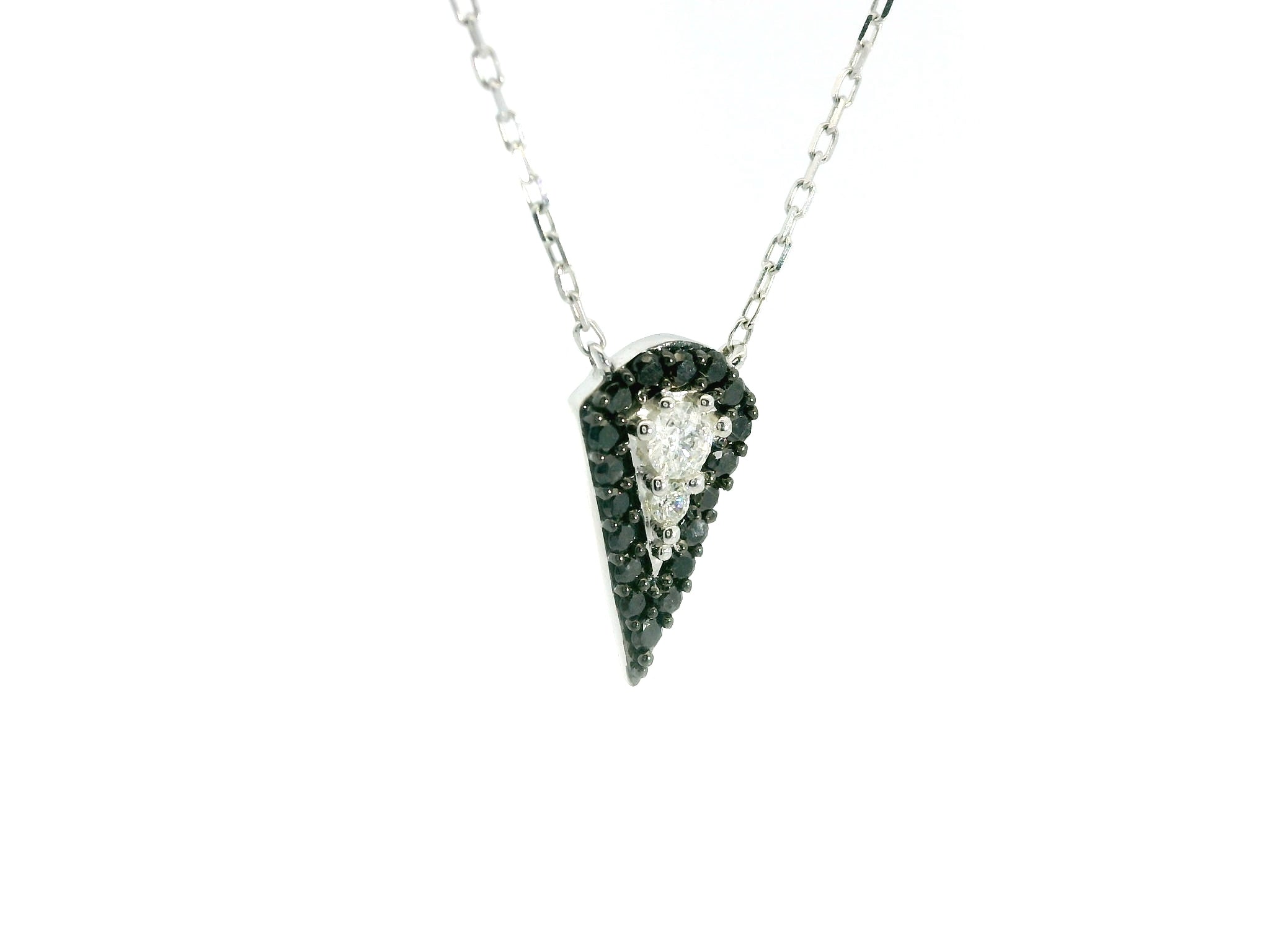 White Gold over Silver Diamond Pear Cut Pendant Necklace