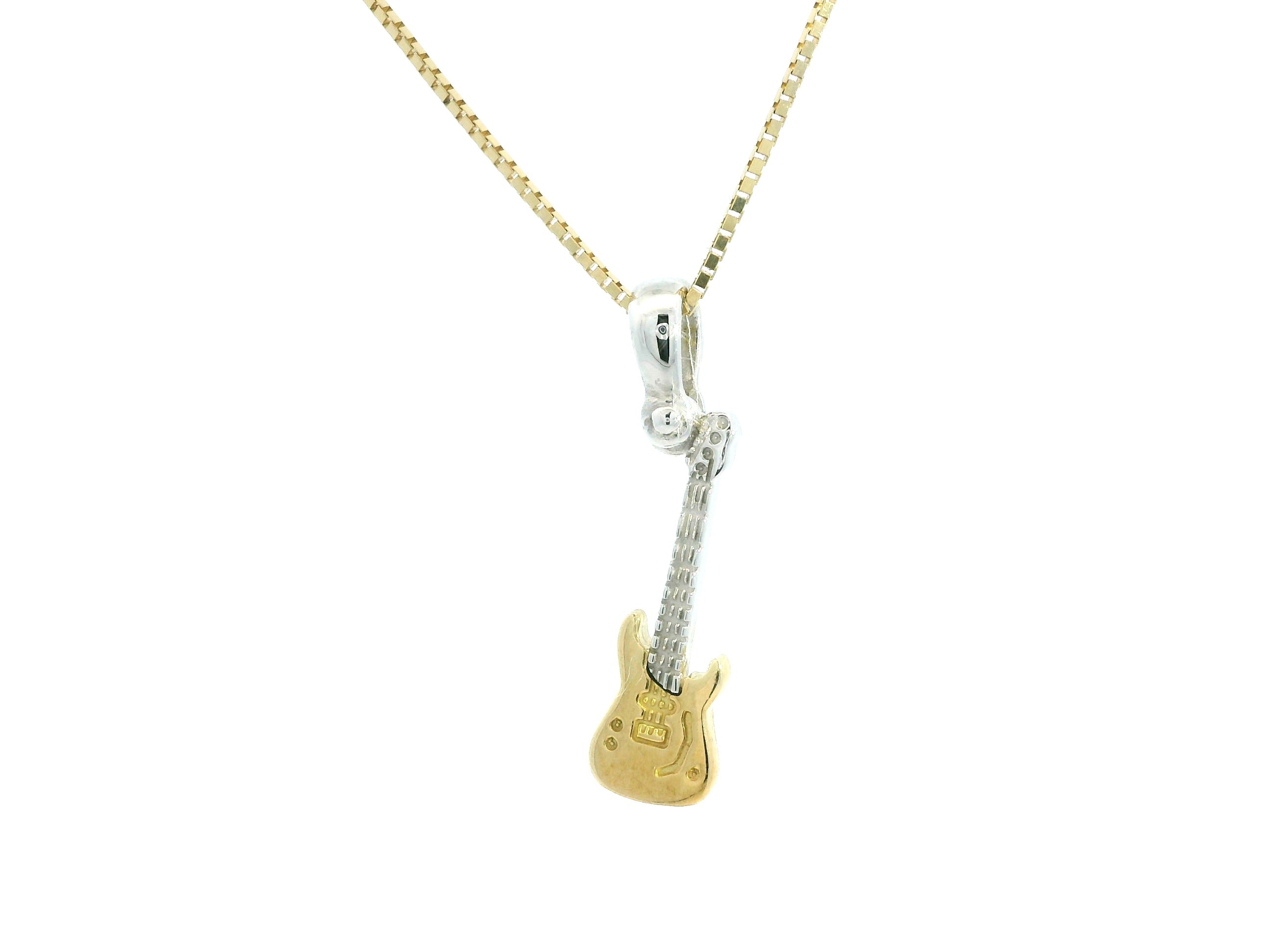 Rock Guitar Pendant 18K YWG 1,6 / 18k Yellow Gold High-Polish Rope Chain Necklace