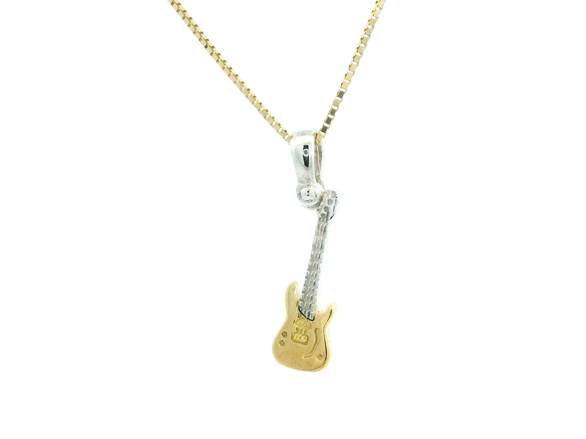 Rock Guitar Pendant 18K YWG 1,6 / 18k Yellow Gold High-Polish Rope Chain Necklace