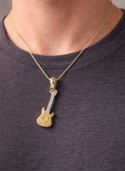 Rock Guitar Pendant 18K YWG 1,6 / 18k Yellow Gold High-Polish Rope Chain Necklace