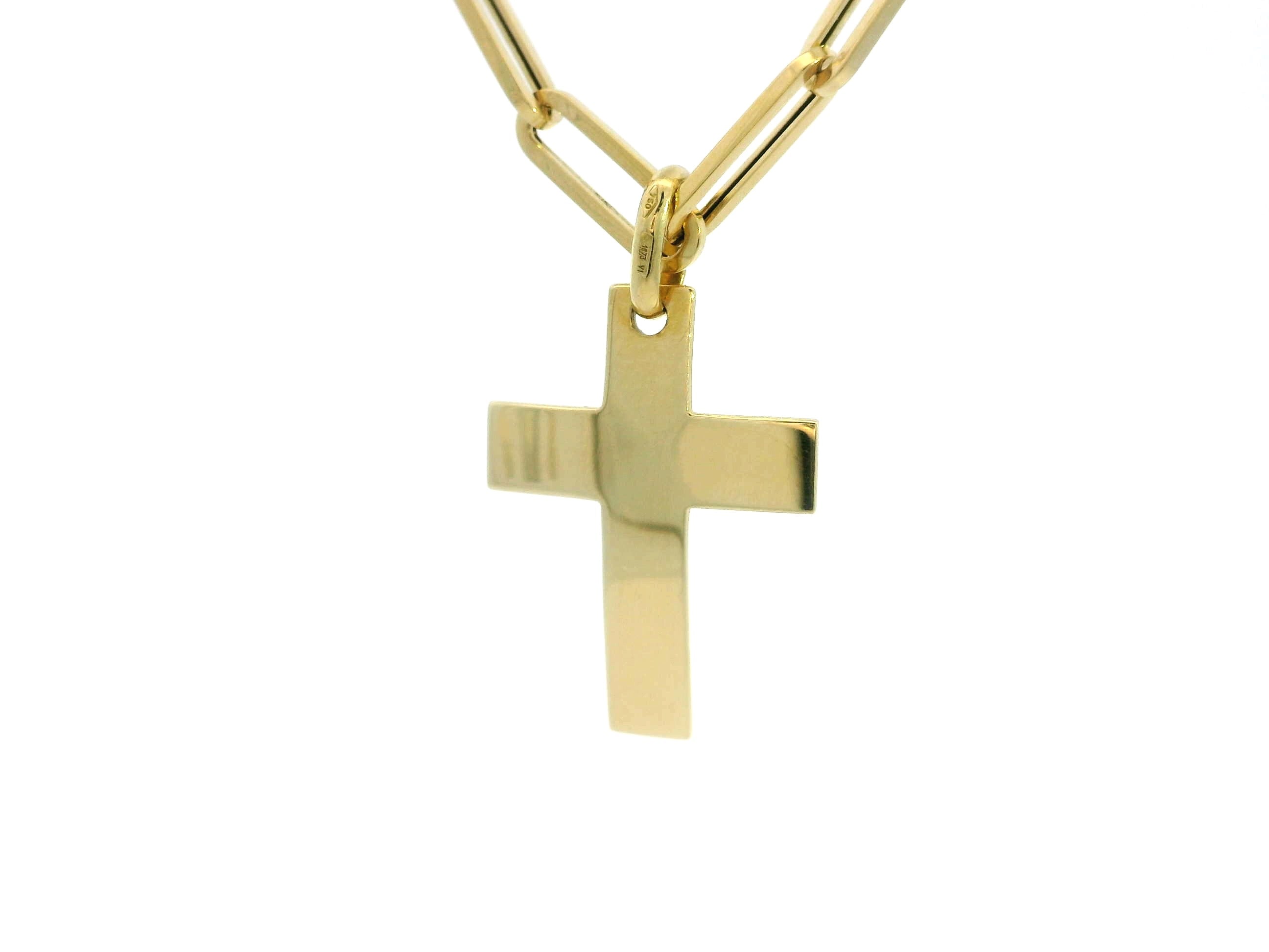 Contemporary 14K Yellow Gold Rectangular Bar Link Chain Necklace