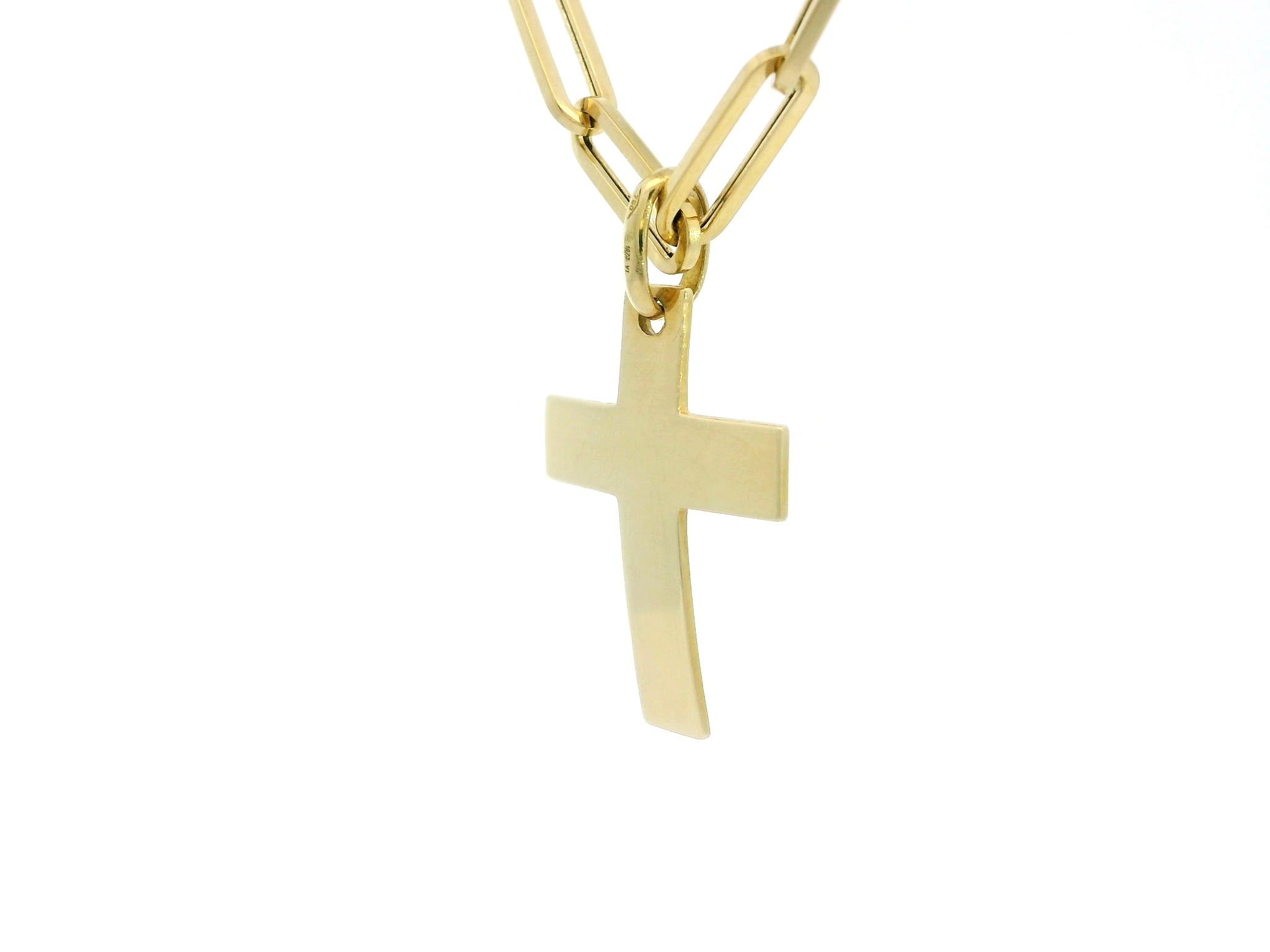 Contemporary 14K Yellow Gold Rectangular Bar Link Chain Necklace