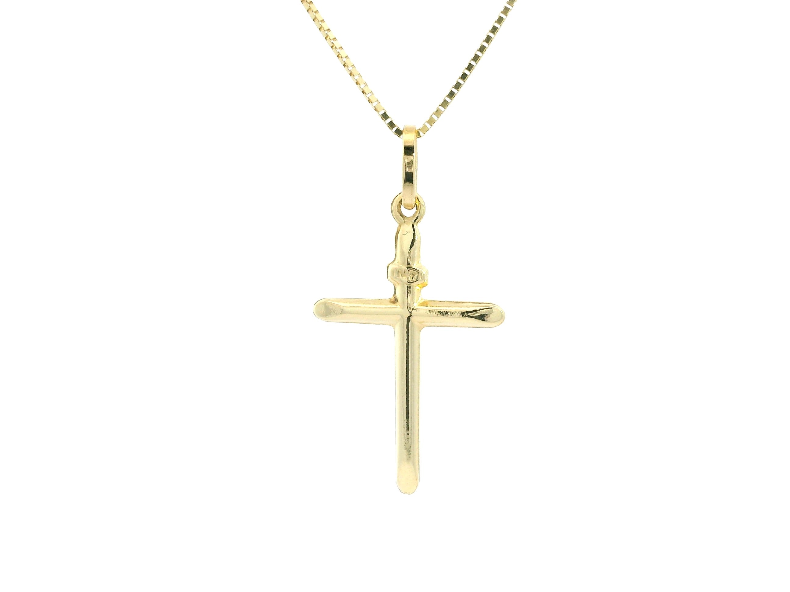 Small Cross 18K YG 1,1 / Classic 18k Yellow Gold Rope Chain Necklace