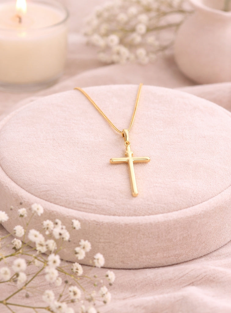 Small Cross 18K YG 1,1 / Classic 18k Yellow Gold Rope Chain Necklace