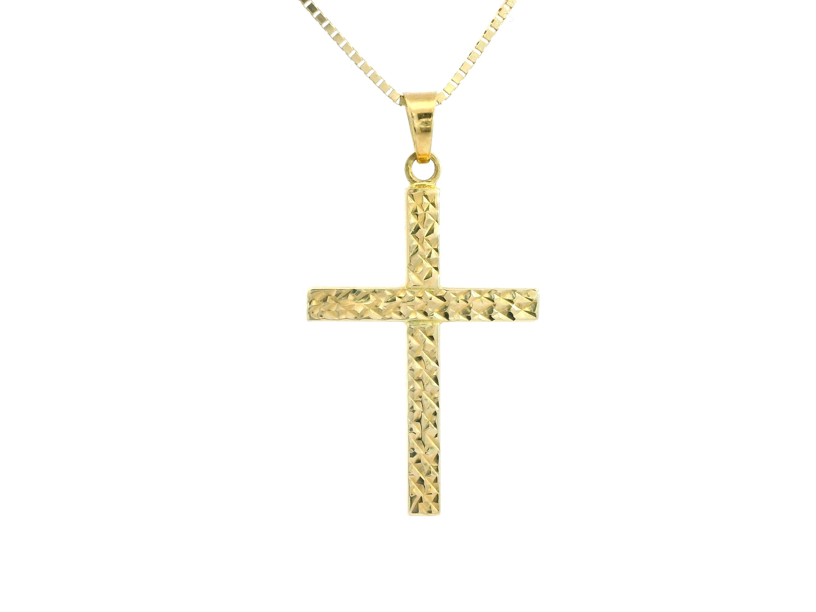 Small Cross 18K YG 1,2 / Elegant Yellow Gold Woven Link Chain Necklace