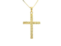 Small Cross 18K YG 1,2 / Elegant Yellow Gold Woven Link Chain Necklace