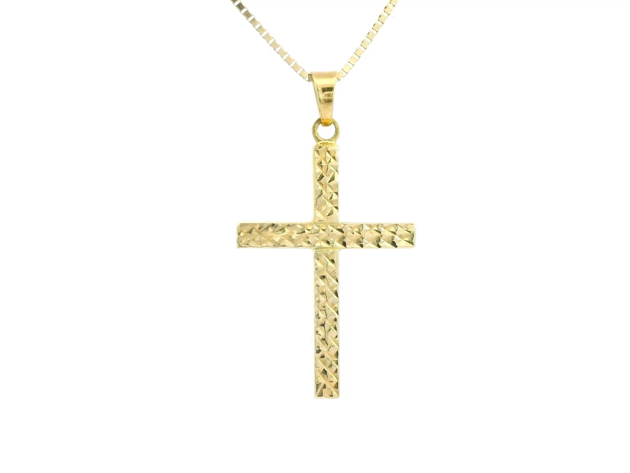 Small Cross 18K YG 1,2 / Elegant Yellow Gold Woven Link Chain Necklace