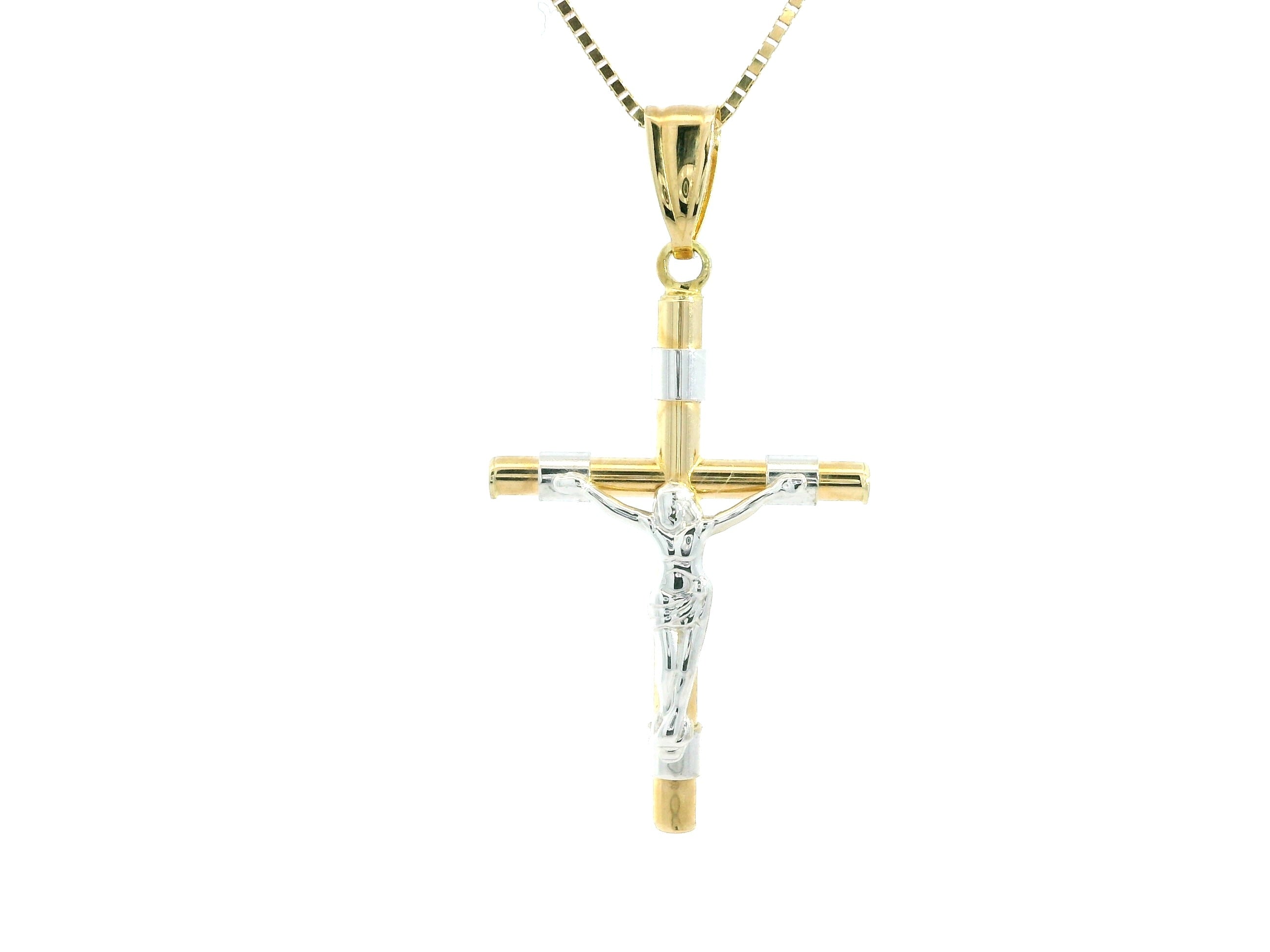 Small Cross 18K YWG 1,3 / Classic 18k Yellow Gold Rope Link Chain Necklace