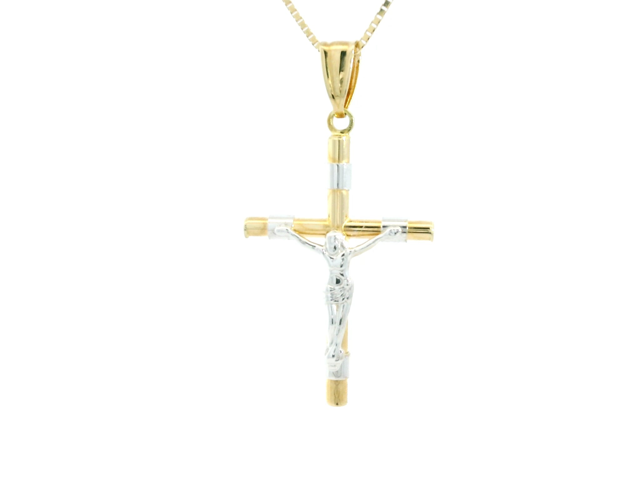 Small Cross 18K YWG 1,3 / Classic 18k Yellow Gold Rope Link Chain Necklace