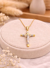 Small Cross 18K YWG 1,3 / Classic 18k Yellow Gold Rope Link Chain Necklace